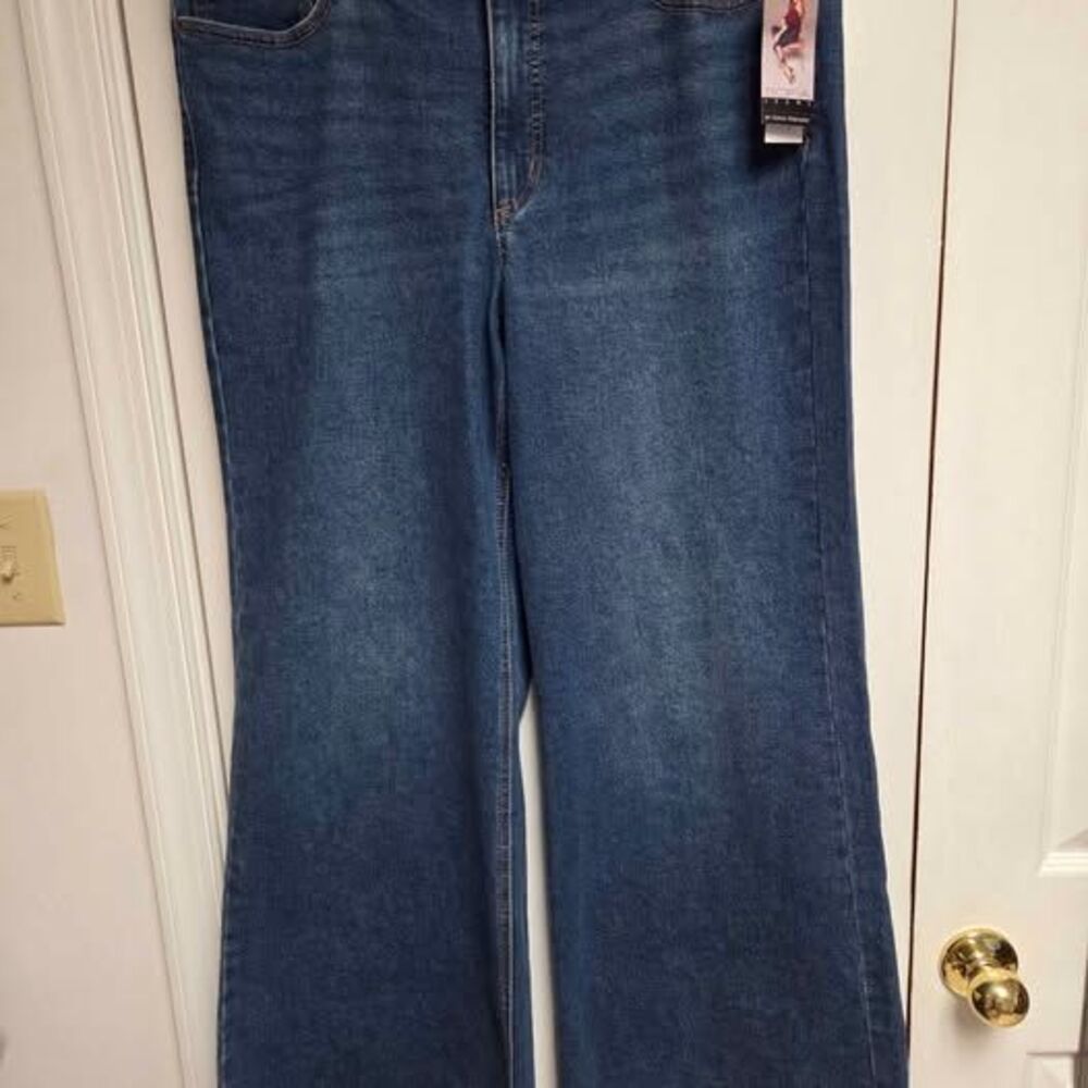 Sofia womens 14 Margot wide leg super high rise blue jeans new